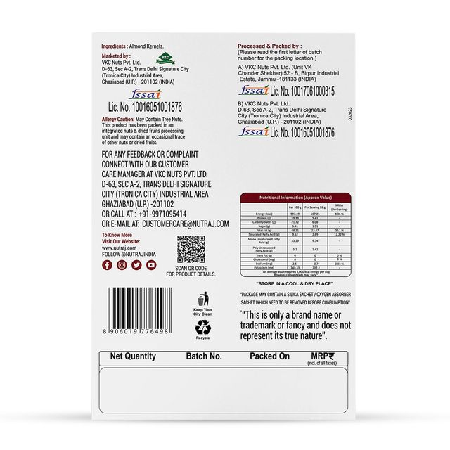 Nutraj Kitchen Essential Sliced California Almonds