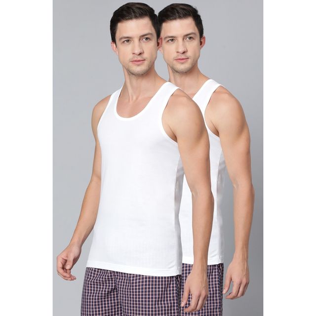 Van Heusen Apparel Men White Solid Anti Bacterial Moisture Wicking Vest | S | Pack Of 2