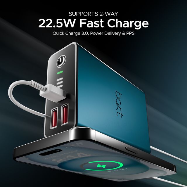 boAt 20000mAh Power Bank w/ 2-Way 22.5W Fast Charging & Smart IC Protection - PB400 Pro (Steel Blue)