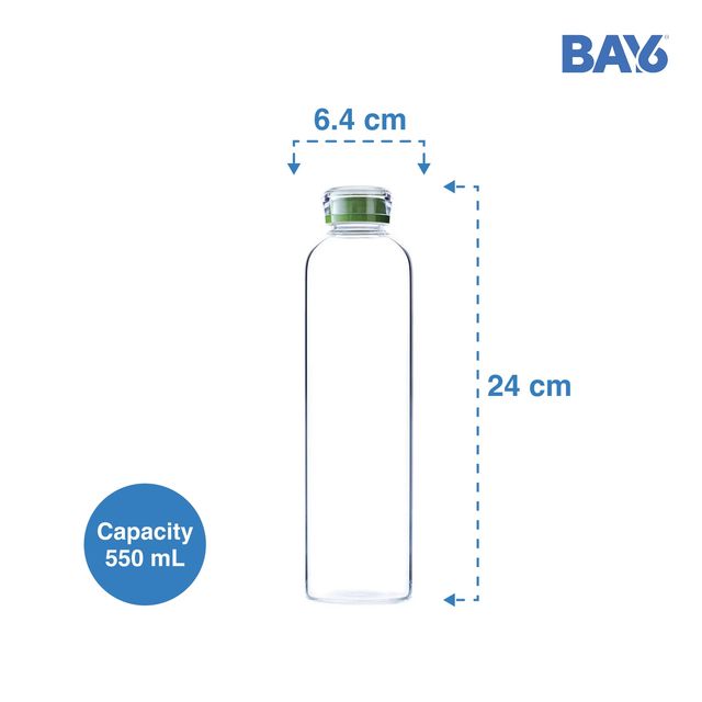 BAY6 Premium Imported Borosilicate Glass Bottle -550 ml
