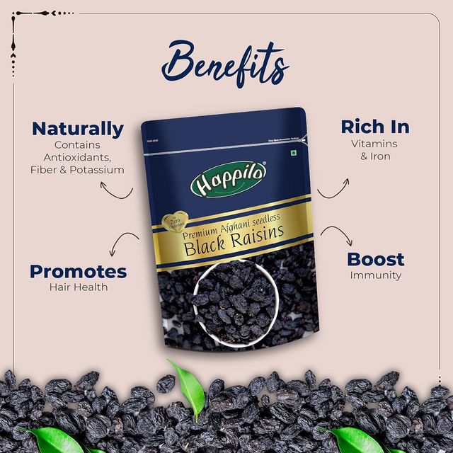 Happilo Premium Afghani Seedless Black Raisins | Kali Kishmish