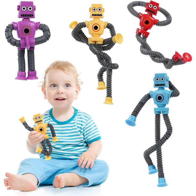 Kidology LED Telescopic Suction Cup Robotics Toy, Pop Tubes Fidget Toys, Shape Changing