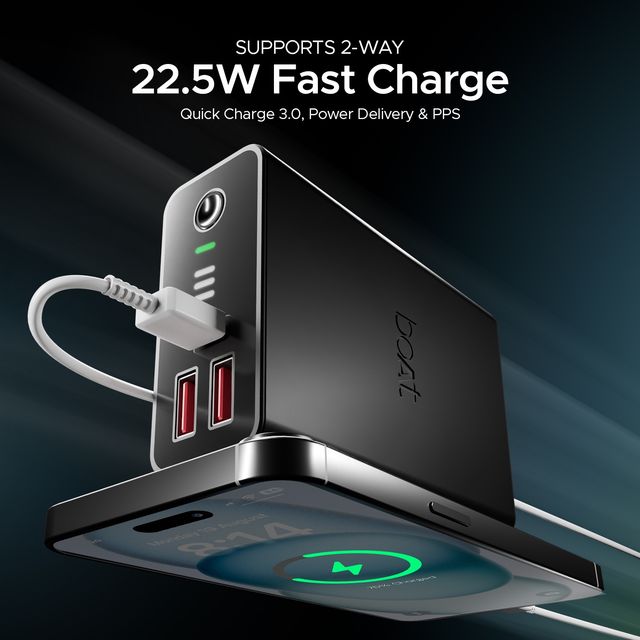 boAt 20000mAh Power Bank w/ 2-Way 22.5W Fast Charging & Smart IC Protection - PB400 Pro (Carbon Black)