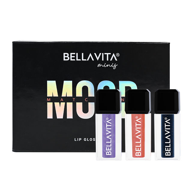 BELLAVITA Mini Lip Gloss Set Of 3 | Gift Set | Color Changing Based On Ph |Hydrating & Non-Sticky