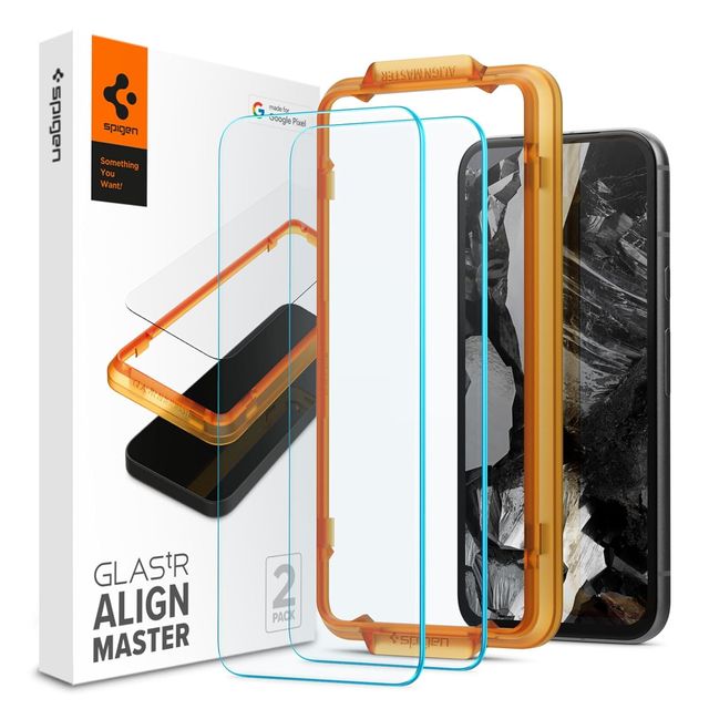 Spigen Alignmaster Tempered Glass Screen Protector Guard For Google Pixel 8A Smartphone-2 Pack
