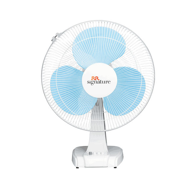 RR Signature Zello Table Fan, 400mm, Normal Speed, White & Blue