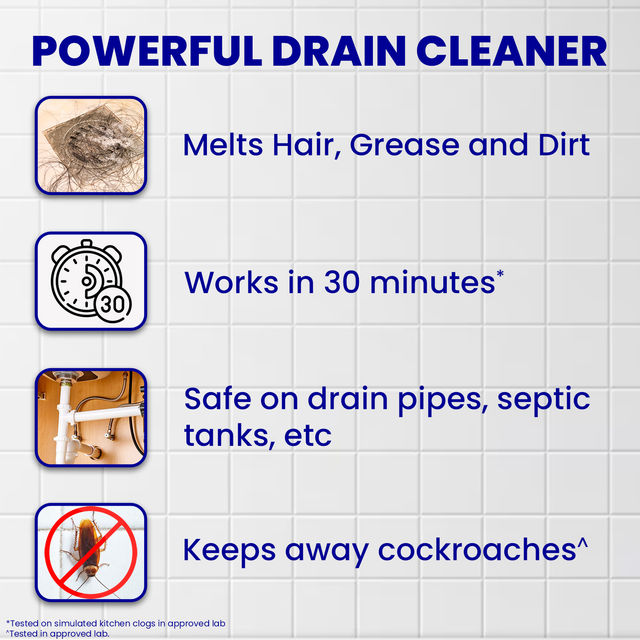 Mr. Muscle Kiwi Dranex Drain Cleaner Powder, Removes Clogs, Blockages In Just 30 Minutes 50 g Combo