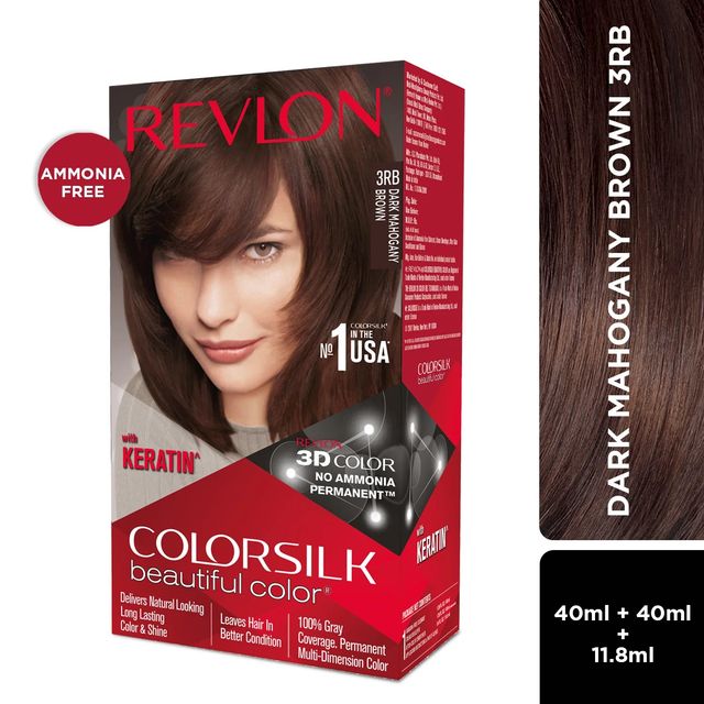 Revlon Colorsilk Hair Color with Keratin - Dark Mahogany Brown 3RB 80 ml X 2 Combo