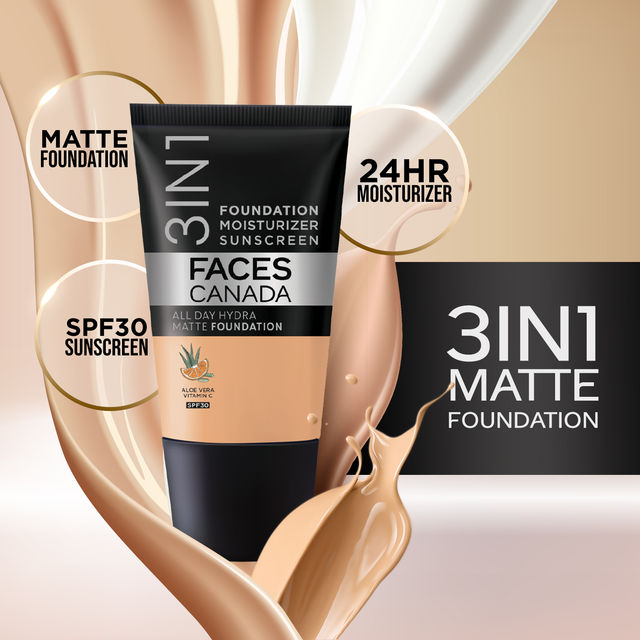 Faces Canada 3in1 All Day Hydra Matte Foundation + Moisturizer + SPF 30 | Rose Ivory 011