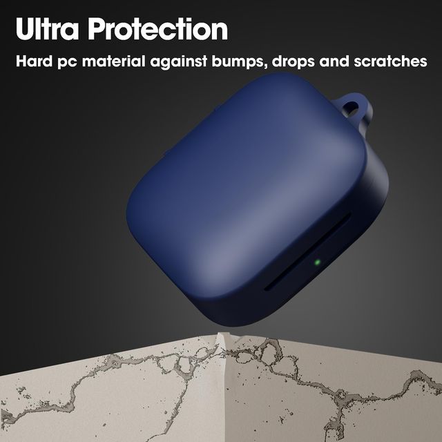 Sounce Silicone Case for OnePlus Buds 3 | Shock-Absorbing WithKeychain | LED Visible | Blue