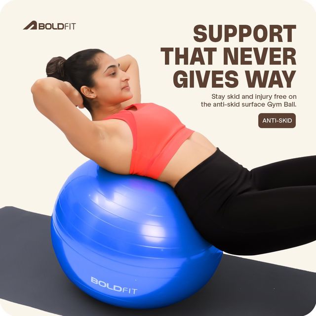 Boldfit Gym Ball For Exercise 65Cm Anti Burst Exercise Ball With Foot Pump-Blue