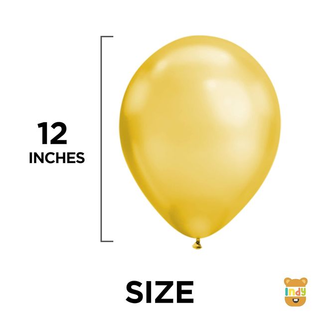 Just Party Gold & White Metallic Finish Shiny Balloons For Party Decoration - Pack Of 50