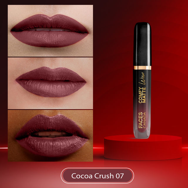 Faces Canada Comfy Matte Wow Liquid Lipstick - Cocoa Crush 07, One Swipe Application