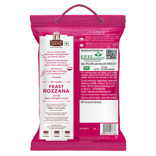 India Gate All Rounder Feast Rozzana Basmati Rice | Aged Rice | Fluffy and Non-Sticky