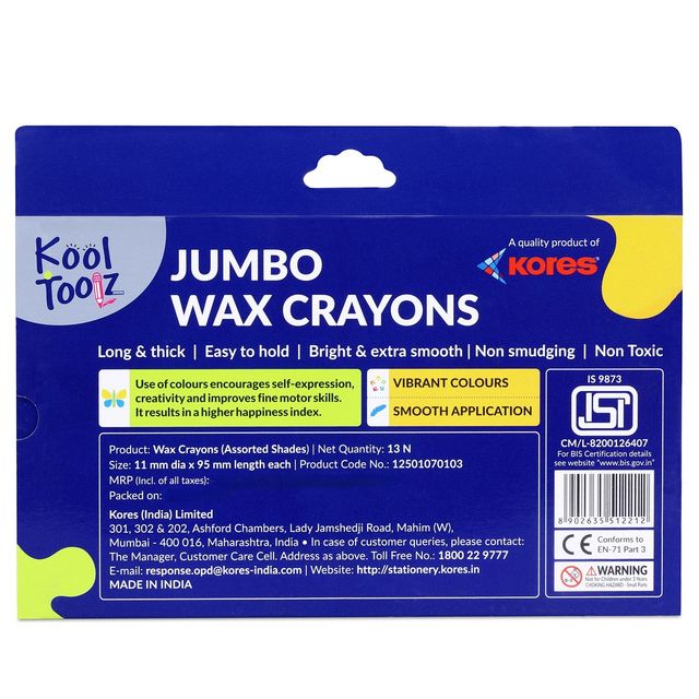 Kores 12+1 Jumbo Shades Wax Crayons