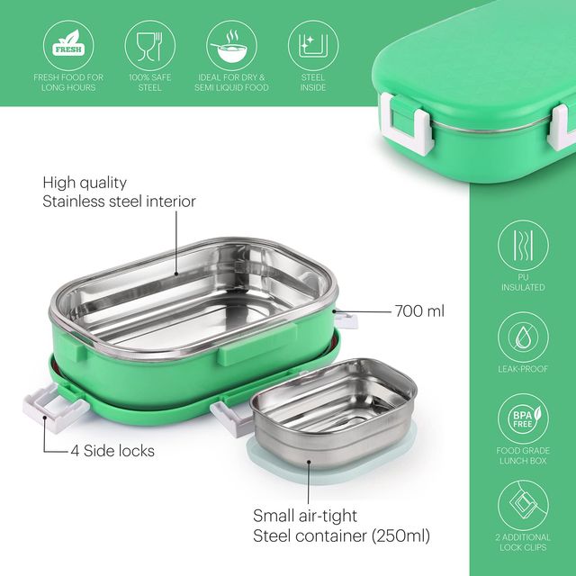 Cello Altro Neo Lunch Box, 700ml, 2 Container Lunch Box for Kids (Colour May Vary)