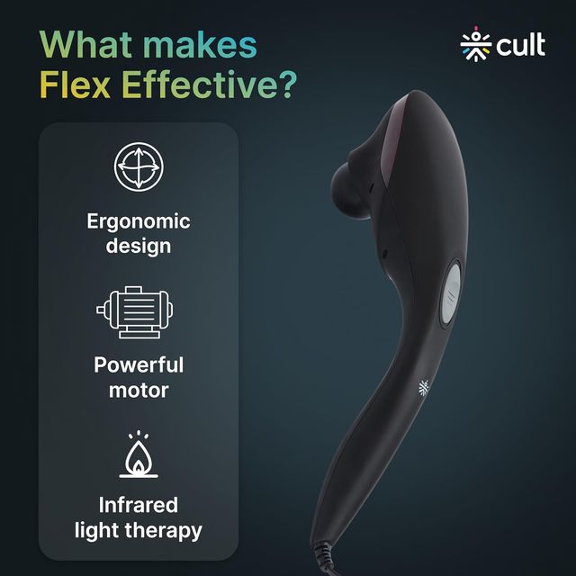 Cult Flex, Corded Electric Handheld Full Body Massager, 4 Interchangeable Heads, Full body Massager