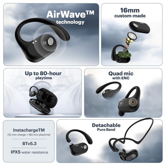 Noise Pure Pods Truly Wireless Bluetooth Earbuds - Power Black