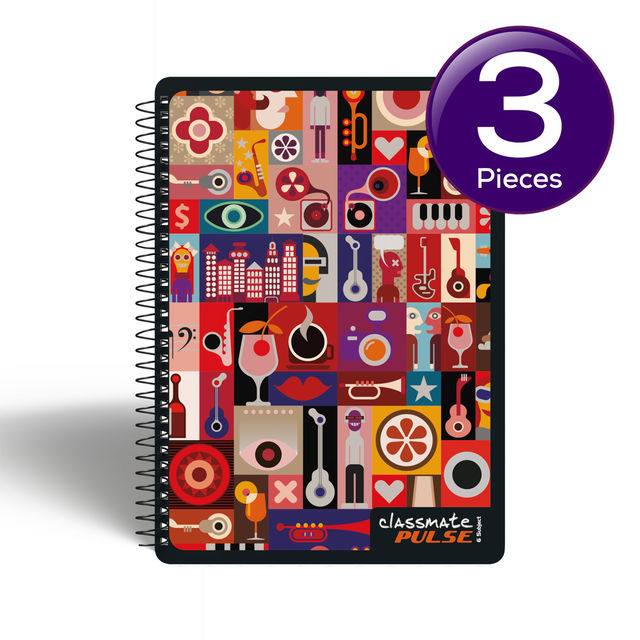 Classmate Single Line Spiral Notebook (297 x 210mm, Assorted Design) 1 pc Combo