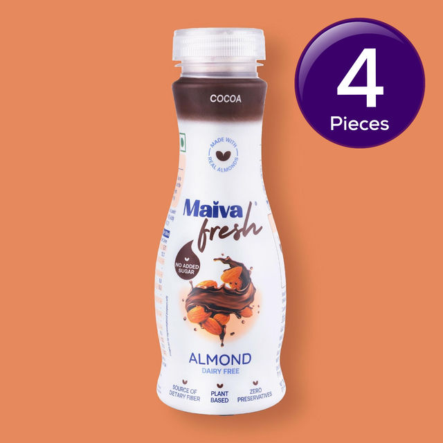 Maiva Fresh Almond Milk - Cocoa - No Added Sugar - Plant Based Milk 250 ml Combo