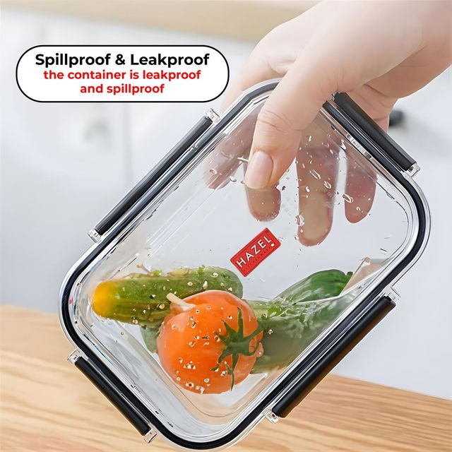 HAZEL Plastic Rectangle Container -1200 ml Airtight | Leak Proof | Microwave Safe