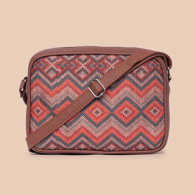 Zouk Women's Woven Vegan Leather 2.4 L Sling Bag | Multicolour - One Size