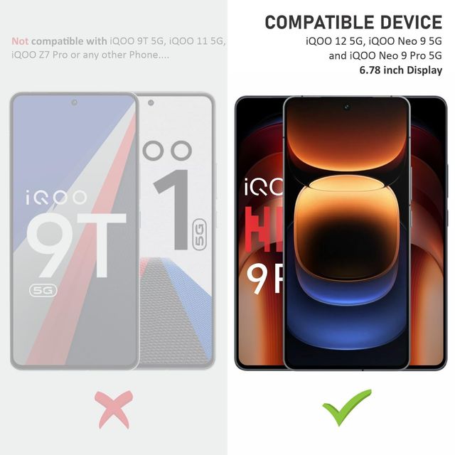 Techvor Tempered Glass for iQOO 12 5G, Neo 9 5G & Neo 9 Pro 5G With Easy Installation Kit