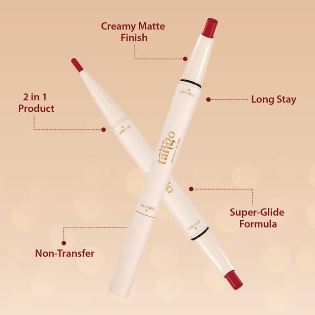 Glam21 Two To Tango Lip Liner + Lipstick Duo | Non-Transfer | Creamy Matte Finish | Red Magic-01