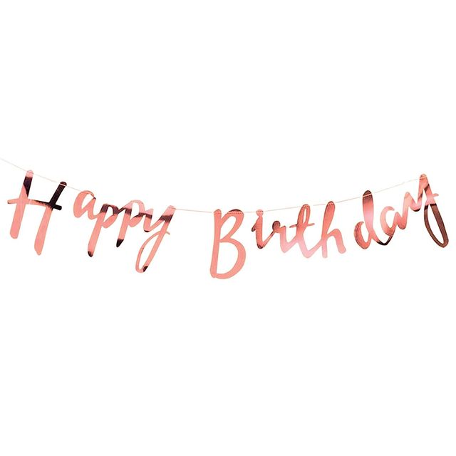 Just Party Cursive Happy Birthday Banner Party Decoration | Rose Gold