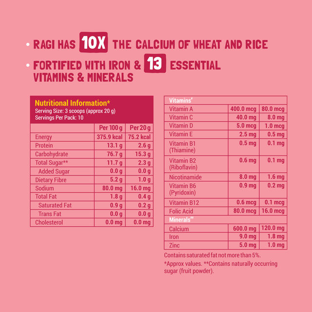 Slurrp Farm Ragi Rice Strawberry Instant Healthy Cereal | Mildly Sweetened With Date Powder