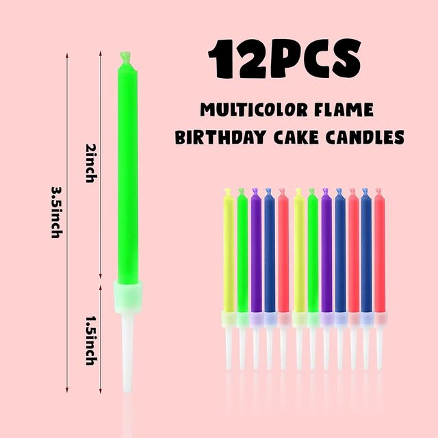 Party Propz Multicolor Flame Birthday Cake Candles - Pack Of 12