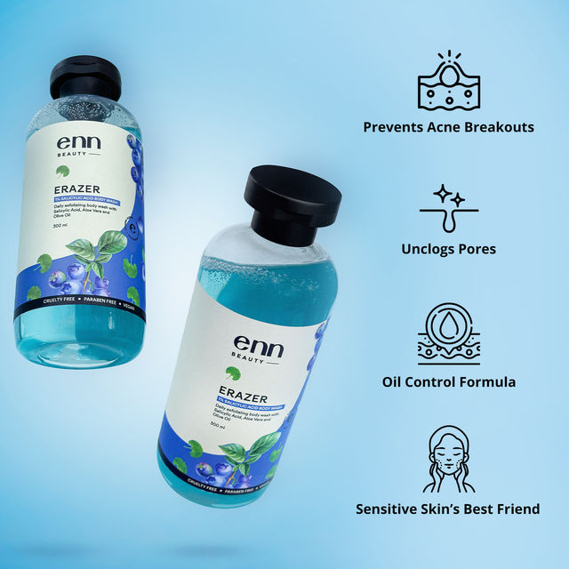 Enn Beauty Erazer 1 % Salicylic Acid Exfoliating Body Wash With Loofah -Prevents Body And Back Acne