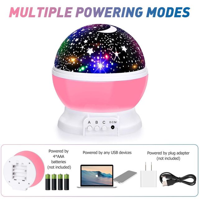Toyshine Star Moon Night Light Projector with 12 Color-Changing Modes