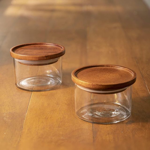 Ellementry Stackable Glass Jars Set Of 2