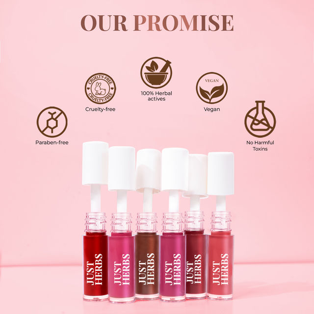 Just Herbs Enriched Liquid Lipstick Kit | Set Of 5 | Nudes And Browns