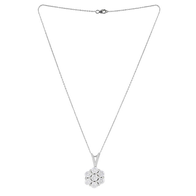 Voylla 925 Sterling Silver Cz Blue Stone Pendant With Chain