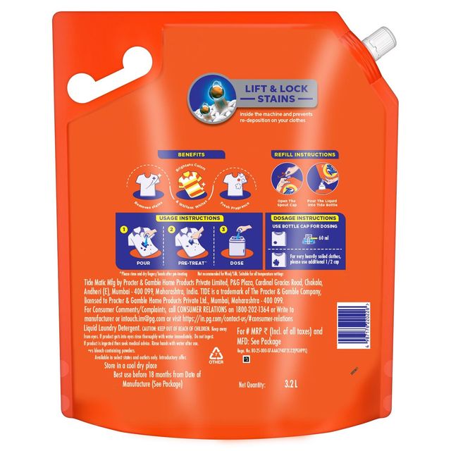 Tide Matic Top Load Detergent Liquid | Stain Removal in Washing Machine