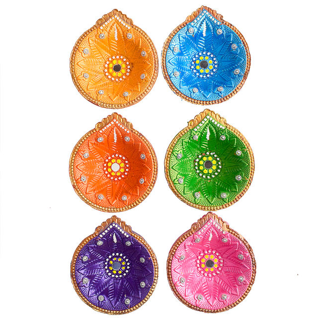 Satvik Designer Multicolor Clay Diya