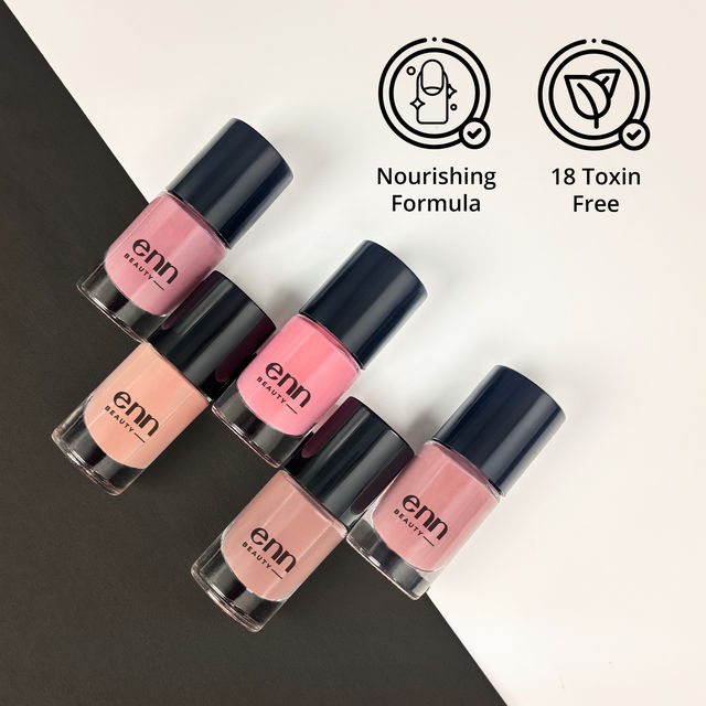 Enn Beauty Extra Shine Nail Paint Kit With Free Nail Paint Remover 30 Wipes - Perfect Nudes