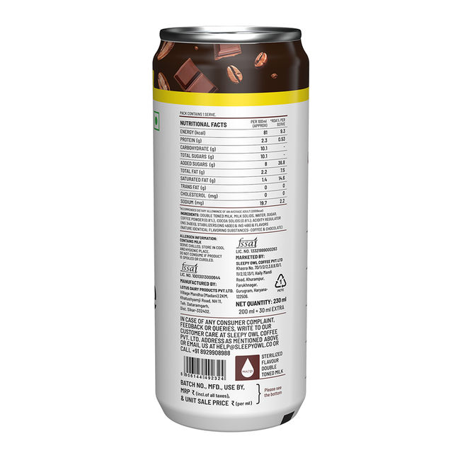 Sleepy Owl Belgian Mocha Cold Coffee Can