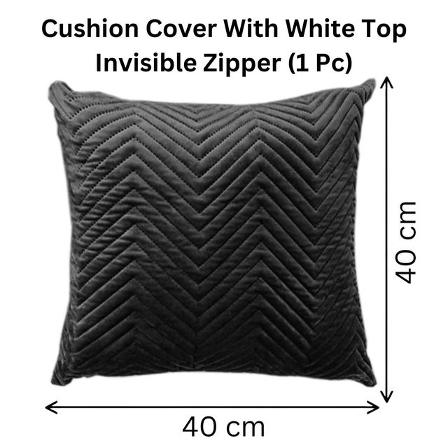 Lushomes Quilted Velvet Cushion Cover - Blue | 16 x 16 inch | with Top Zipper