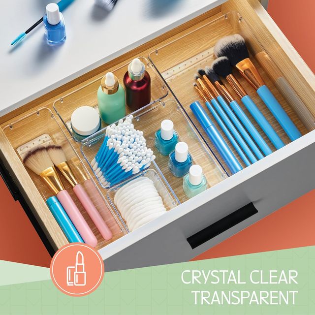 Kuber Industries 25 PCS Clear Plastic Multiple Drawer Organizer|Including 4 Sizes Small for Kitchen