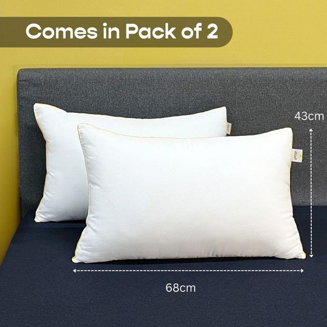 SleepyCat Fiber Lite Pillow Medium Soft White(Standard Size, 27 x 17Inches)