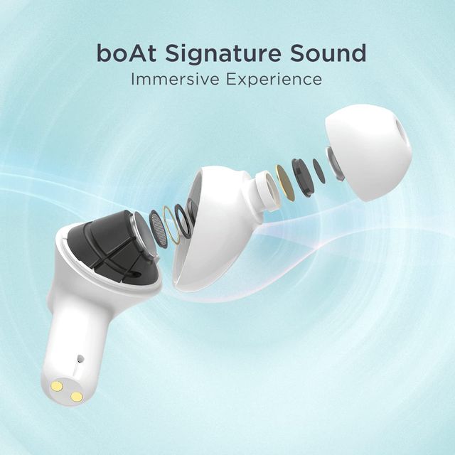 boAt Airdopes 393anc Tws Earbuds W/ 32db Hybrid Anc, Quad Mics With Enx Tech(Ivory White)