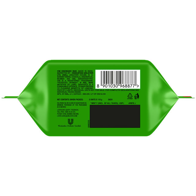 Vim Dishwash Bar Pack of 5 550 g Combo
