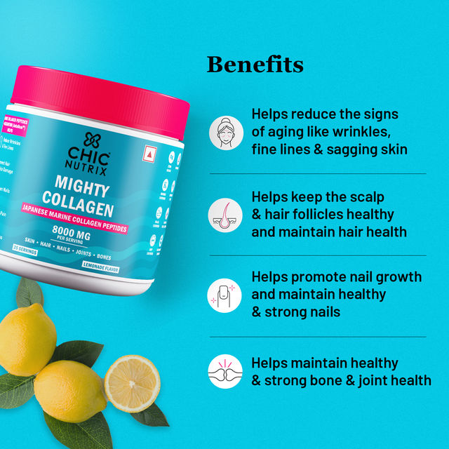 Chicnutrix Japanese Marine Collagen Peptides + 2 mg Astaxanthin, Lemonade Flavour
