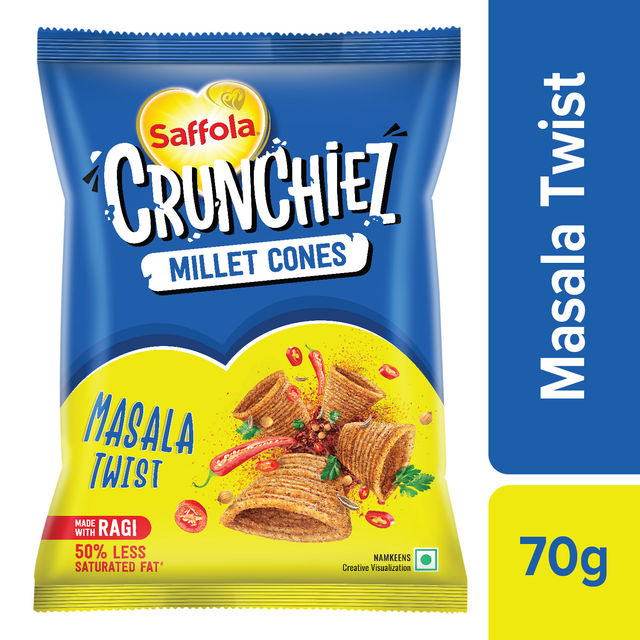 Saffola Crunchiez (Munchiez) Ragi Chips Masala Twist, Tasty and Healthy Snacks Chips