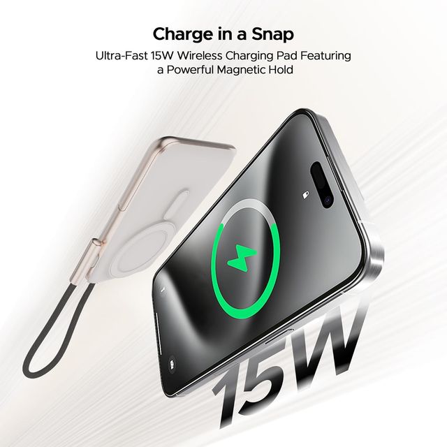 boAt 10000 mAh Magnetic Wireless Power Bank w/ 15W Wireless Charging - PB330 MagnaCharge (White)