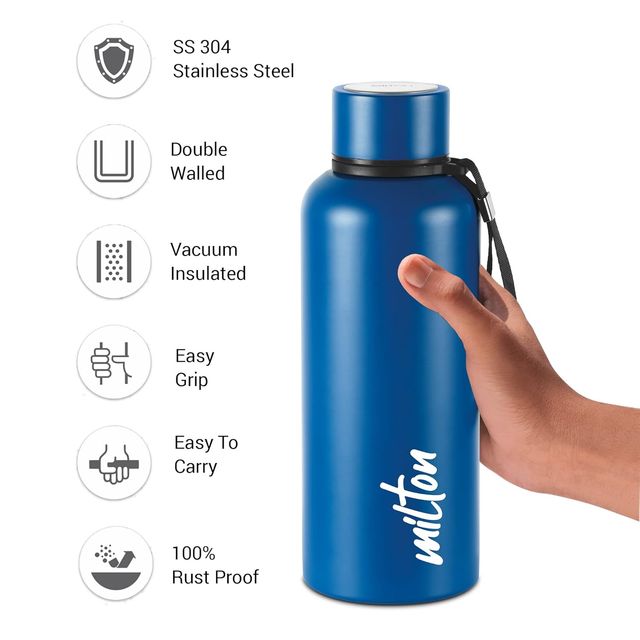 Milton Stainless Steel Aura 750 Thermosteel Bottle | Dark Blue - 750 ml