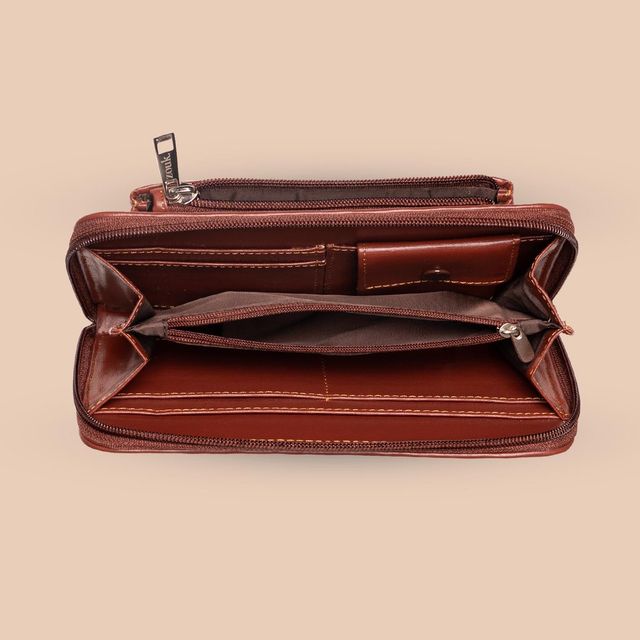 Zouk Women's Vegan Leather Wallets | Brown and Blue - Free Size